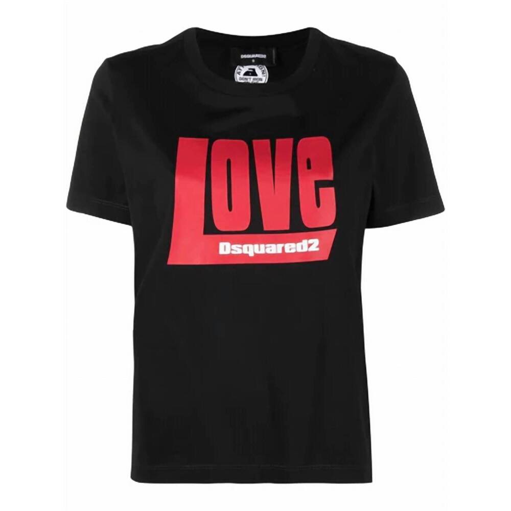 NEW DSQUARED2 women's love logo graphic t-shirt in black
